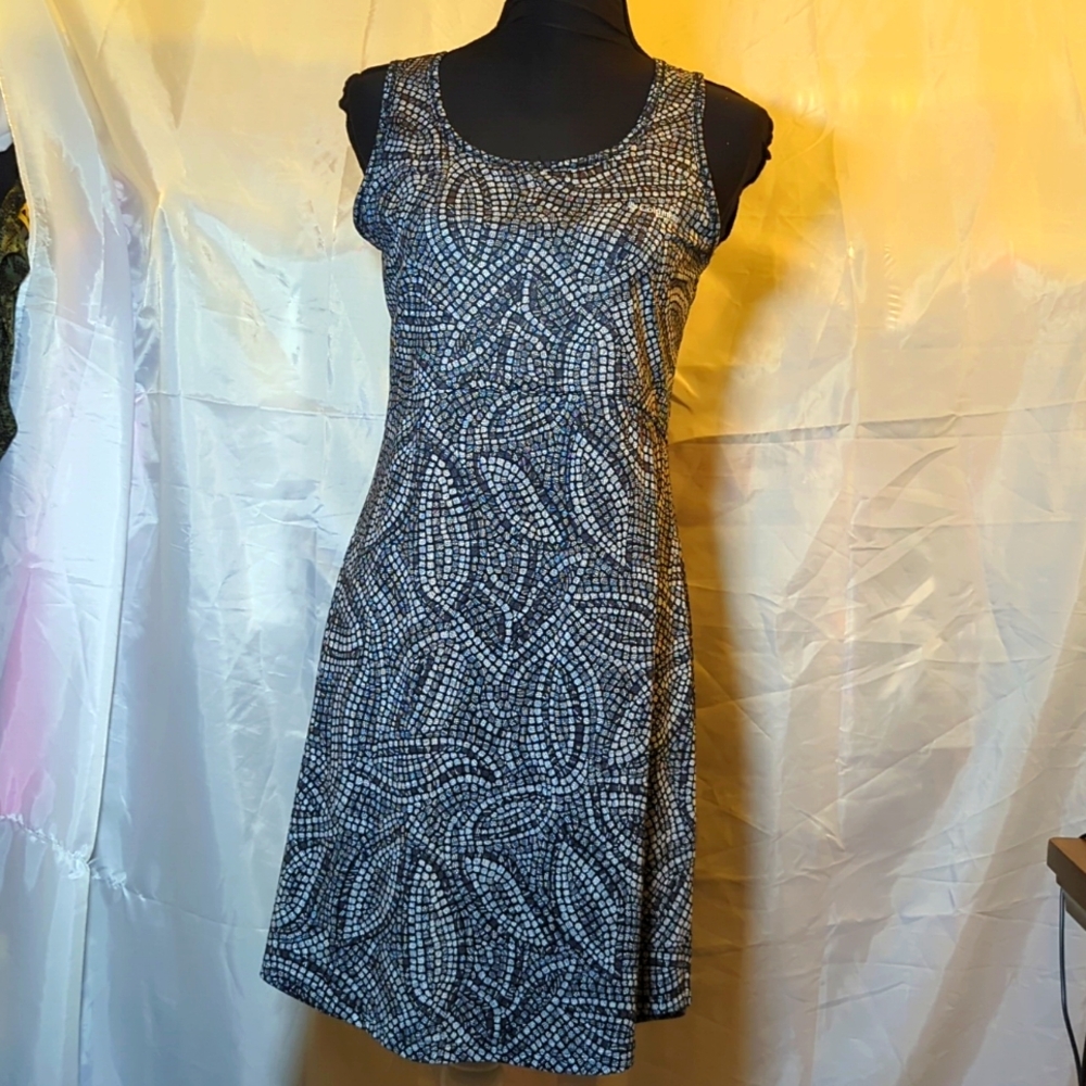 Columbia Black and White Patterned Midi Dress